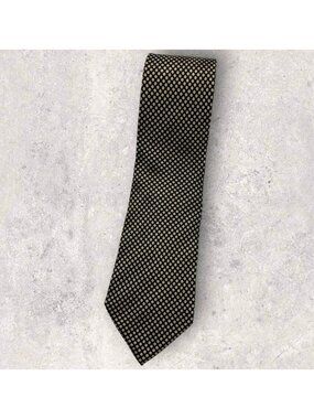 GIVENCHY Silk Tie ITALY Black Beige Polka Dot W:3.5"